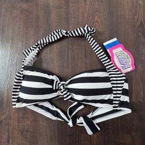 Coco Rave Black and White Striped Bikini Top
